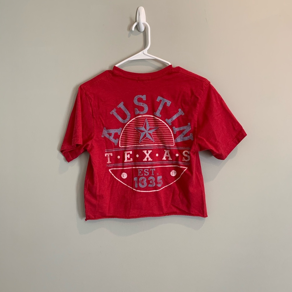 Full Tilt Red Austin Texas Cropped T Shirt